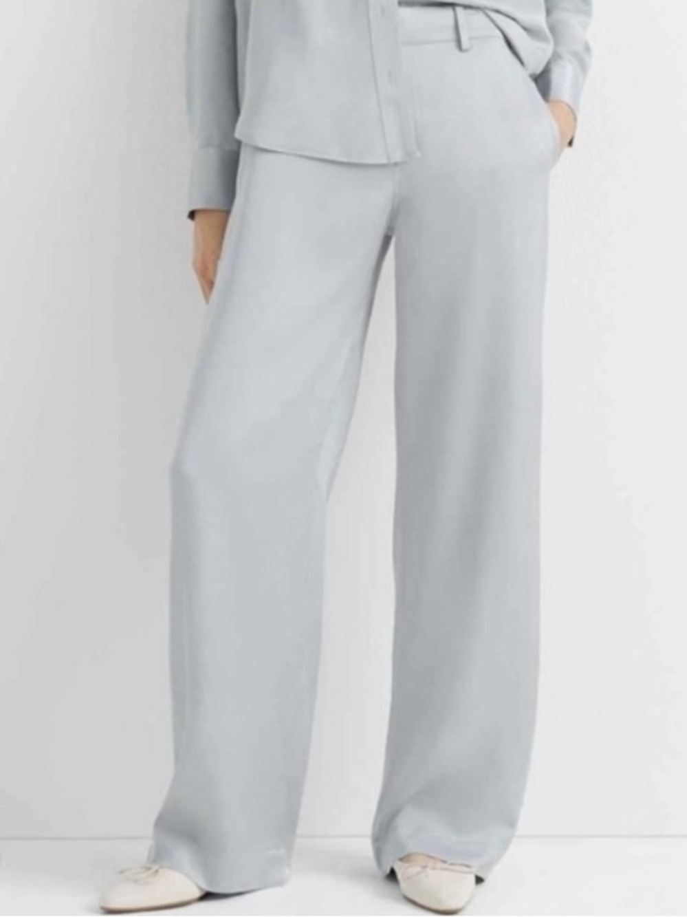 NWT Club Monaco light Gray Soft Carpenter Pants Wide leg Sz 8